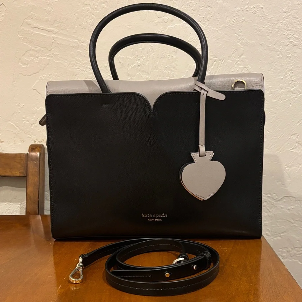 Kate Spade New York‎ Spencer Medium Satchel two-tone black/grey leather